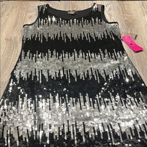 Pink Dot Black and Silver Sequin Dress New with tag Size Medium